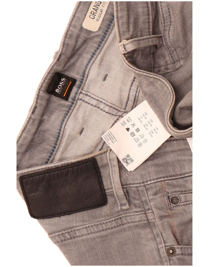 Hugo Boss Herren-Jeans mit normaler Passform, gerade Passform, W36, L34, graue Baumwolle