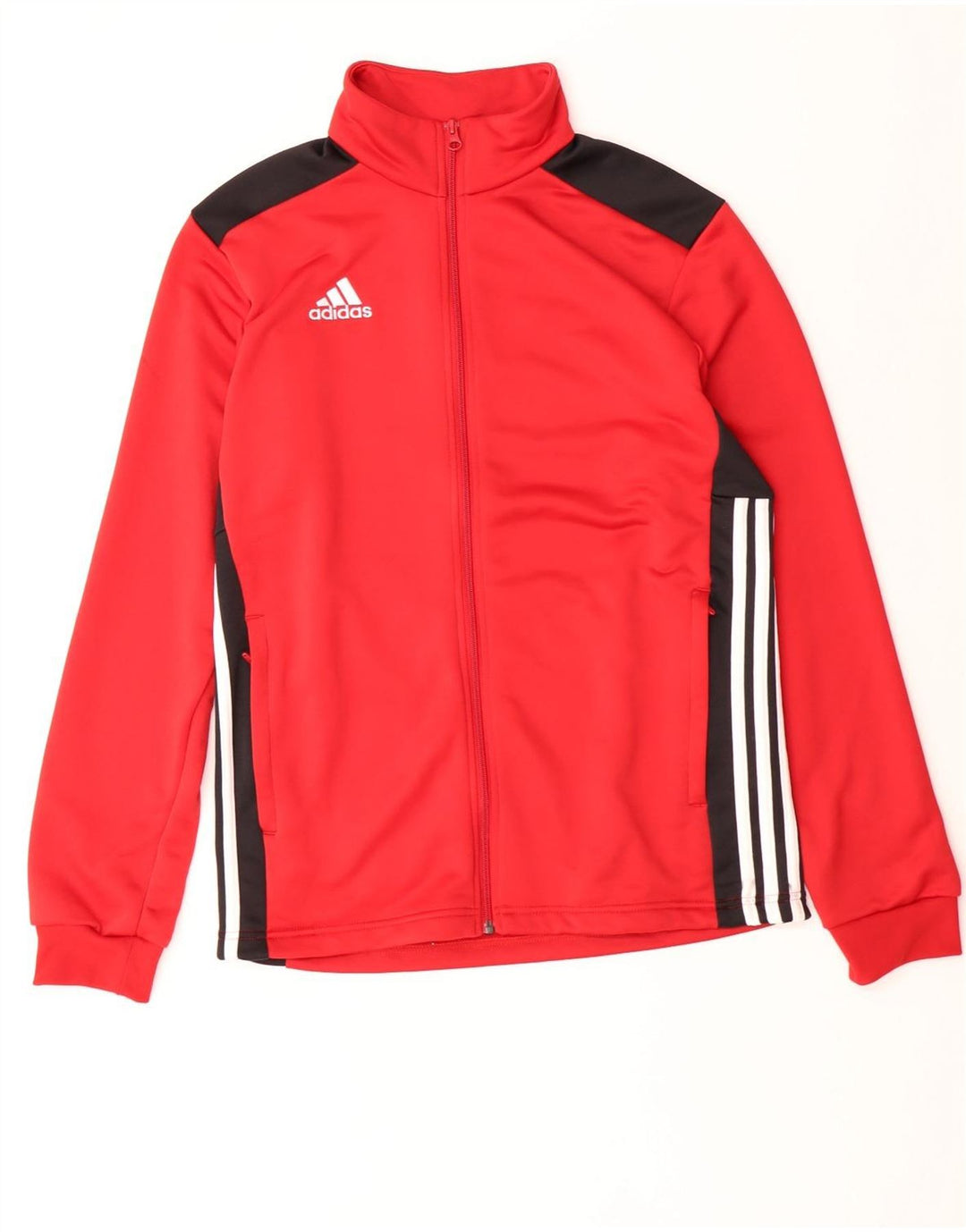 Adidas Herren-Trainingsanzug-Top-Jacke aus mittelrotem Colourblock-Polyester