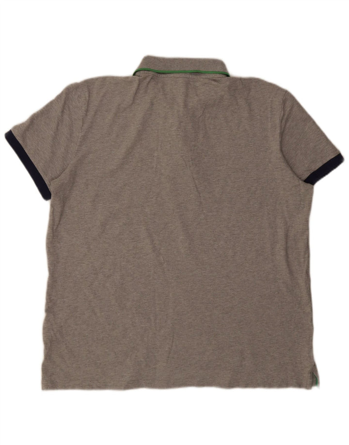 Benetton Herren Poloshirt 2XL Grau Baumwolle