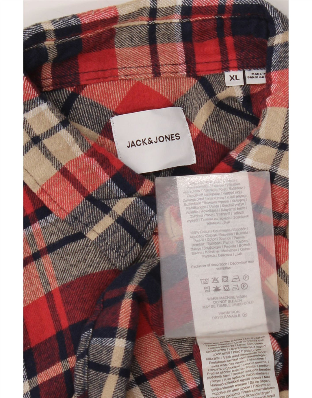 Jack & Jones Herren-Flanellhemd XL, marineblau, kariert, Baumwolle