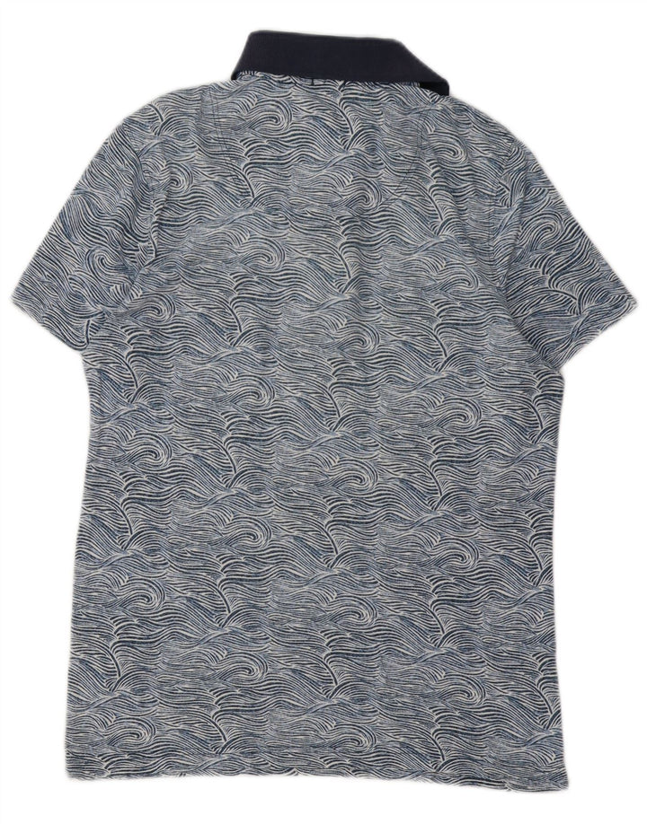 Abercrombie & Fitch Herren Muscle Abstract Pattern Poloshirt Mittelblau