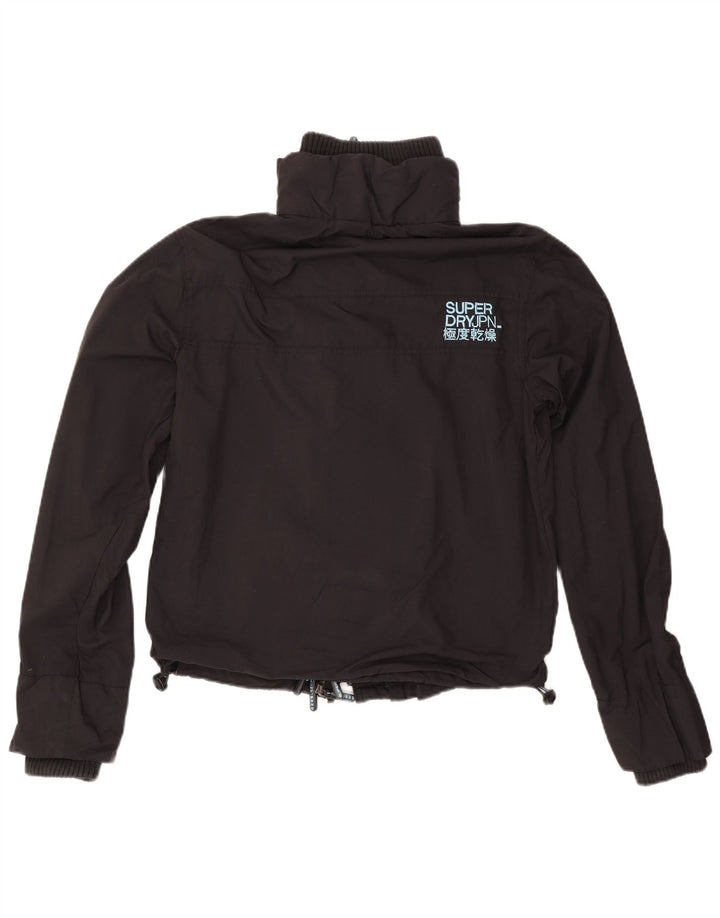 Superdry Damen Graphic Regenjacke UK 14 Mittelschwarzes Nylon