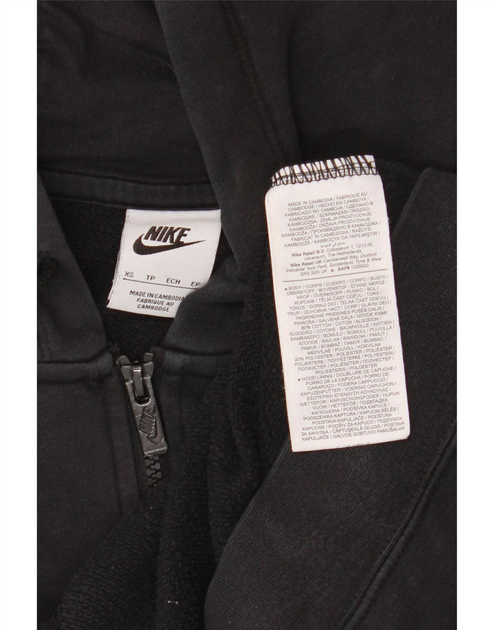 NIKE Damen-Pullover mit übergroßem Reißverschluss und Kapuze, UK 6, XS, schwarze Baumwolle