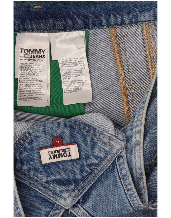 TOMMY HILFIGER Womens Distressed Dungarees Denim Shorts UK 16 Large  Blue