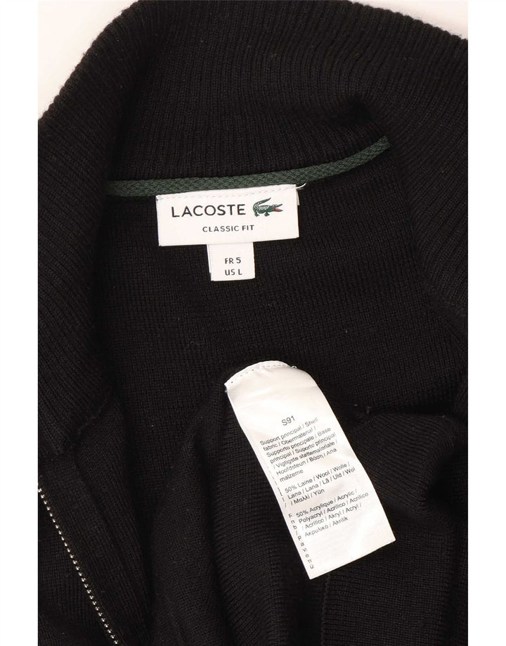 Lacoste Herren-Strickjacke mit klassischer Passform, Größe 5, große schwarze Wolle