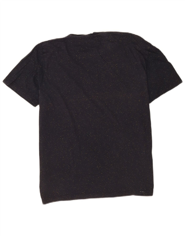 Cos Herren-T-Shirt-Oberteil, mittelgroß, marineblau gesprenkelte Baumwolle