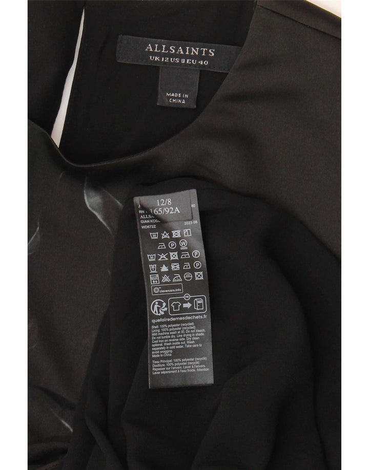 All Saints Damen Maxi-Asymmetrisches Kleid UK 12 Mittelschwarz geblümt