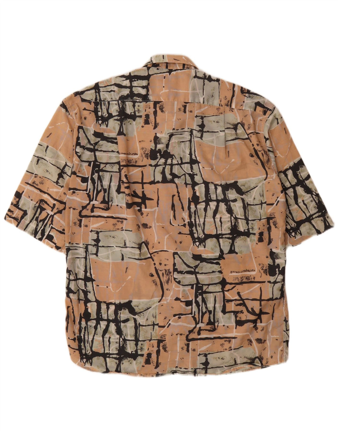 Vintage Herren-Kurzarmshirt mit abstraktem Muster, groß, mehrfarbig
