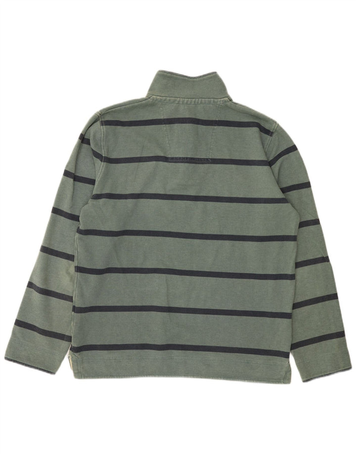 J. Crew Herren-Sweatshirt mit Reißverschluss am Hals, mittelgrün gestreifte Baumwolle