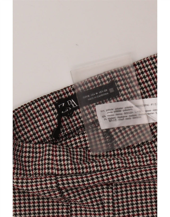Zara Skinny-Hose für Damen, Mittelrotes Hahnentritt-Polyester