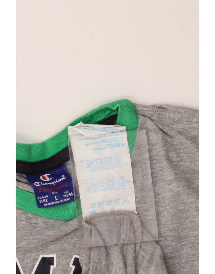 CHAMPION Jungen-Top mit Grafik, 11–12 Jahre, graue Baumwolle