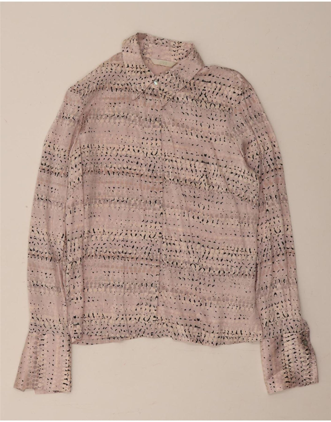 Marks & Spencer Damen-Hemdbluse, UK 12, Mittelrosa gefleckte Seide