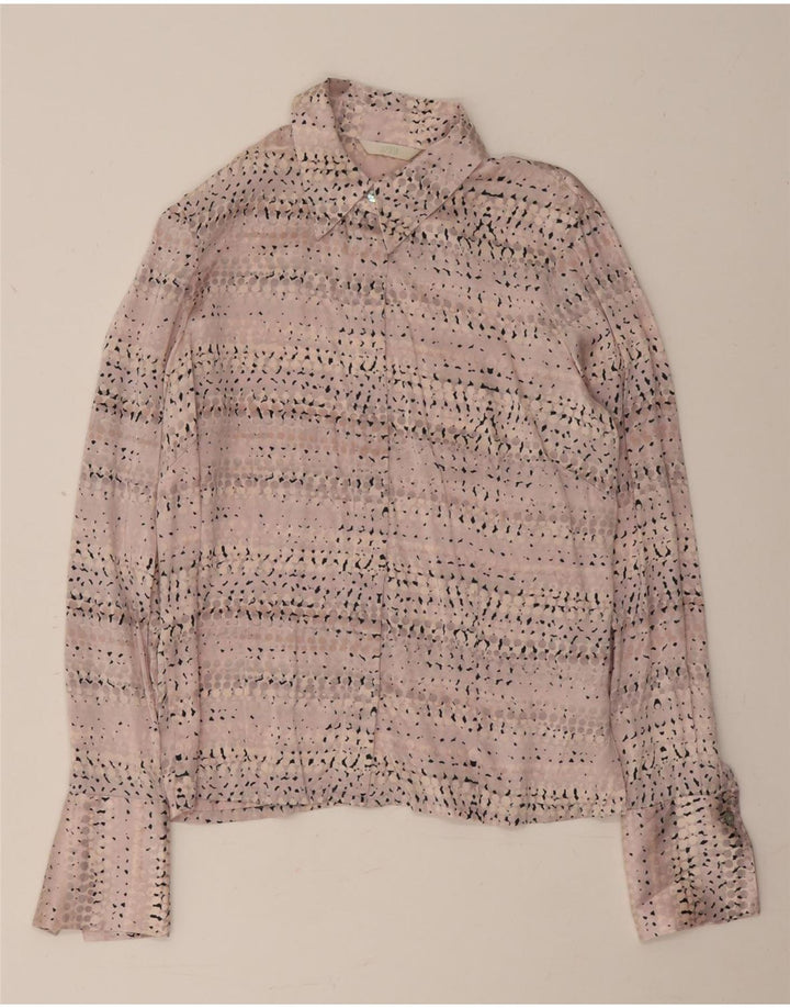 Marks & Spencer Damen-Hemdbluse, UK 12, Mittelrosa gefleckte Seide