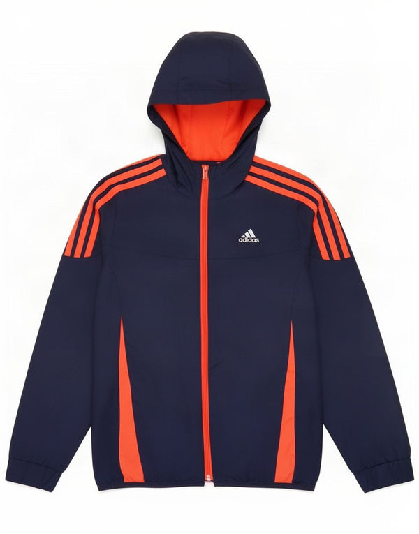 Adidas Jungen-Trainingsanzug mit Kapuze, Top-Jacke, 9–10 Jahre, Marineblau, Farbblock