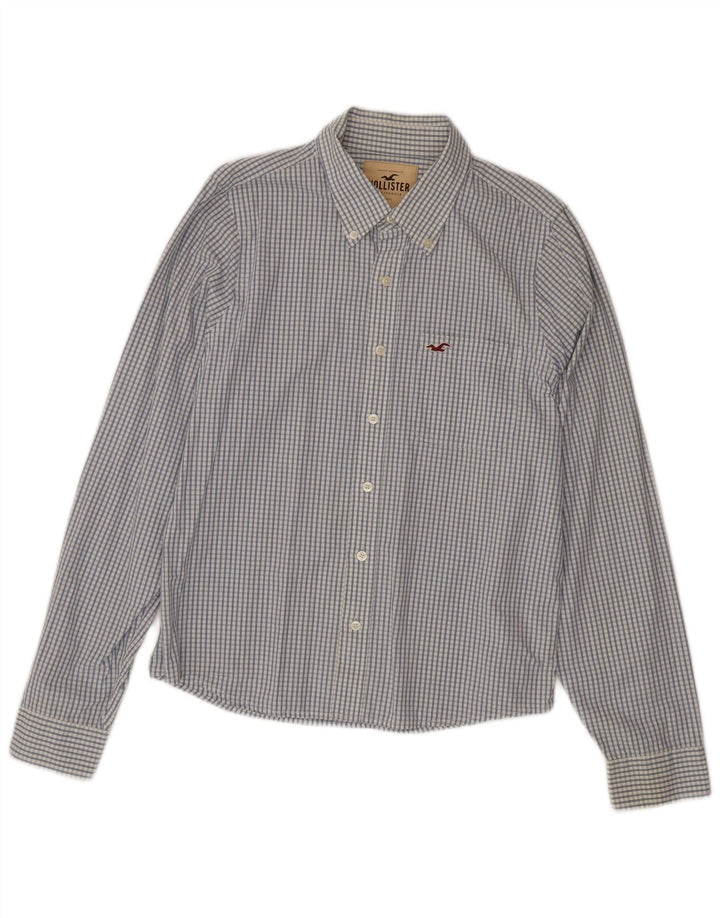 HOLLISTER Herrenhemd XL, blau kariert, Baumwolle