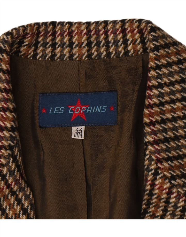 Les Copains Damen 2-Knopf-Blazerjacke IT 44 Mittelbrauner Hahnentritt