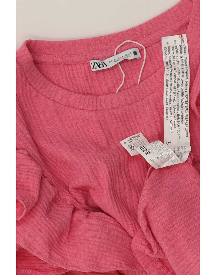 Zara Damen Blusenoberteil UK 10 Small Pink Polyester