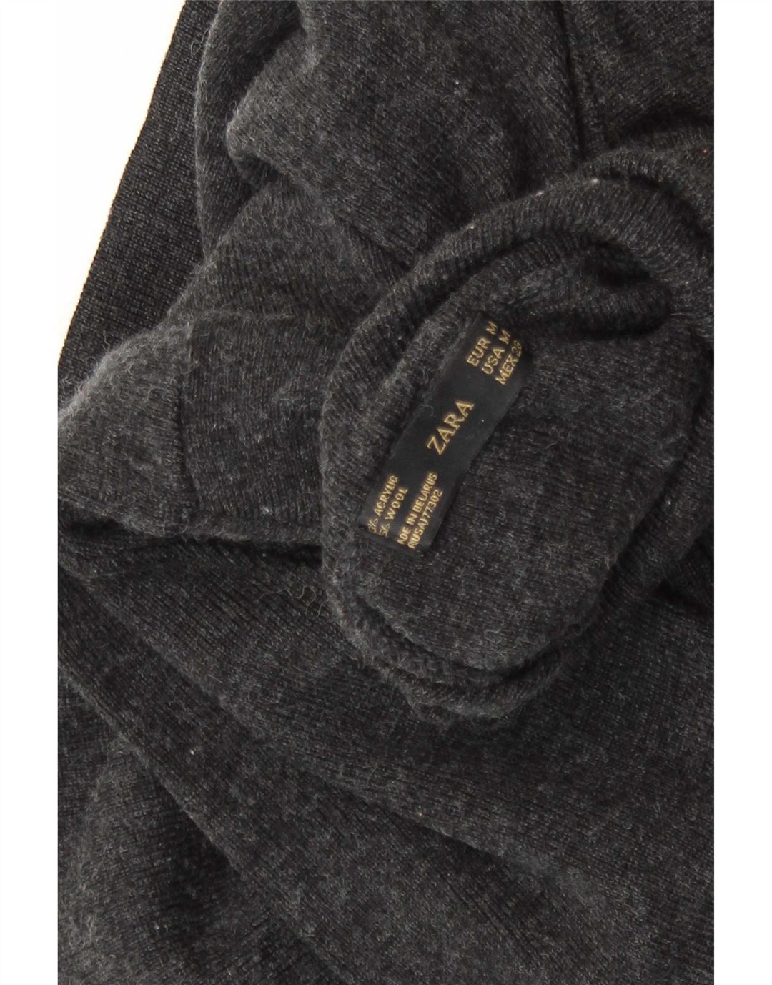 Rollkragenpullover für Damen von Zara, Gr. 12, mittelgrau geflecktes Acryl