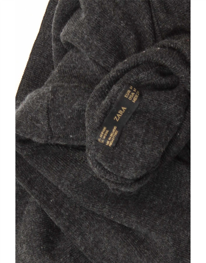 Rollkragenpullover für Damen von Zara, Gr. 12, mittelgrau geflecktes Acryl