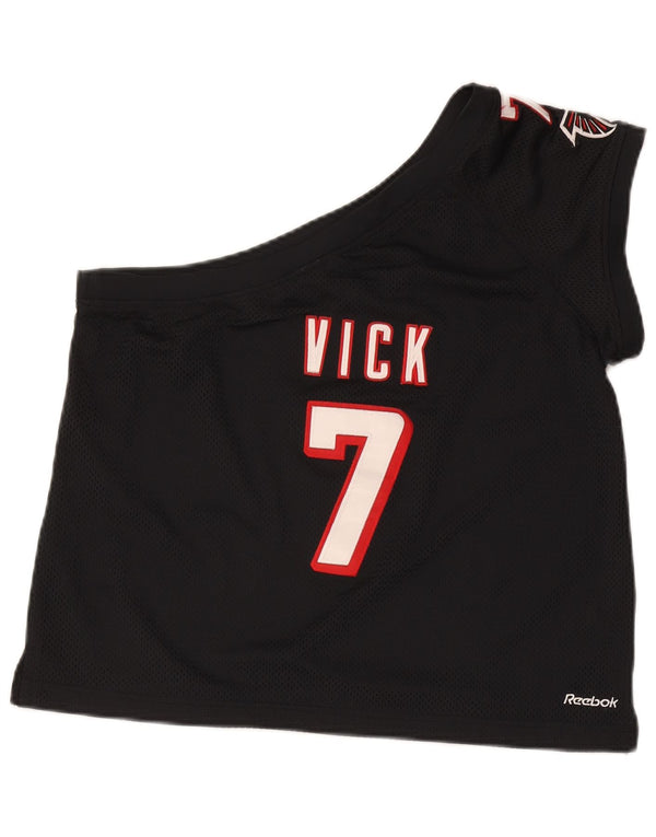 Reebok Damen Vick Atlanta Falcons Crop One Shoulder Top UK 18 XL Schwarz