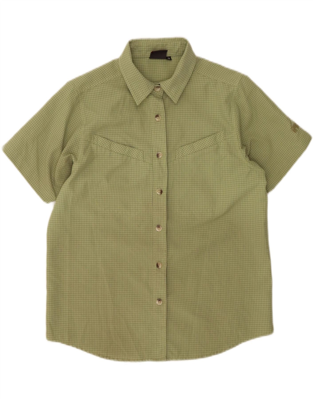 MC Kinley Damen Kurzarmhemd EU 38 Mittelgrün kariertes Polyester