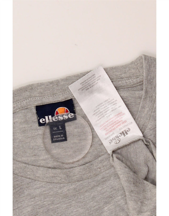 Ellesse Herren-T-Shirt-Oberteil, groß, grau gesprenkelte Baumwolle