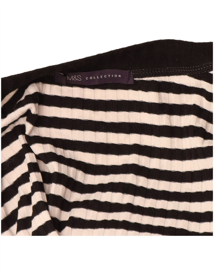 Marks & Spencer Damen Top Langarm UK 14 Large Schwarz gestreift