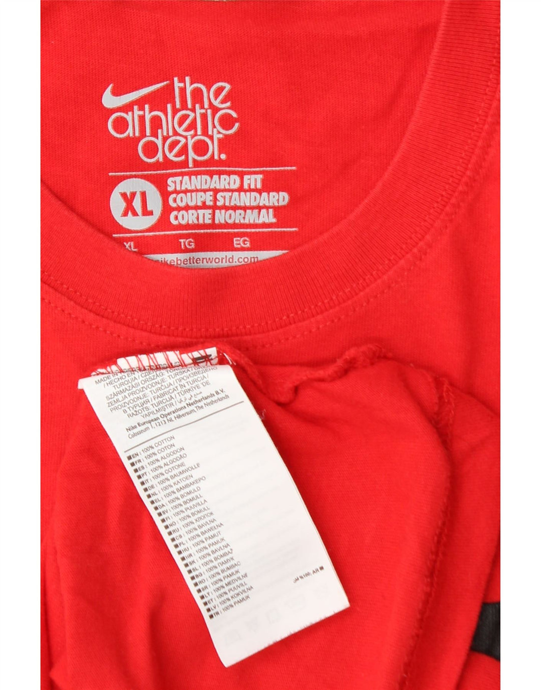 NIKE Herren Coupe Standard Standard Fit Grafik-T-Shirt-Oberteil XL aus roter Baumwolle