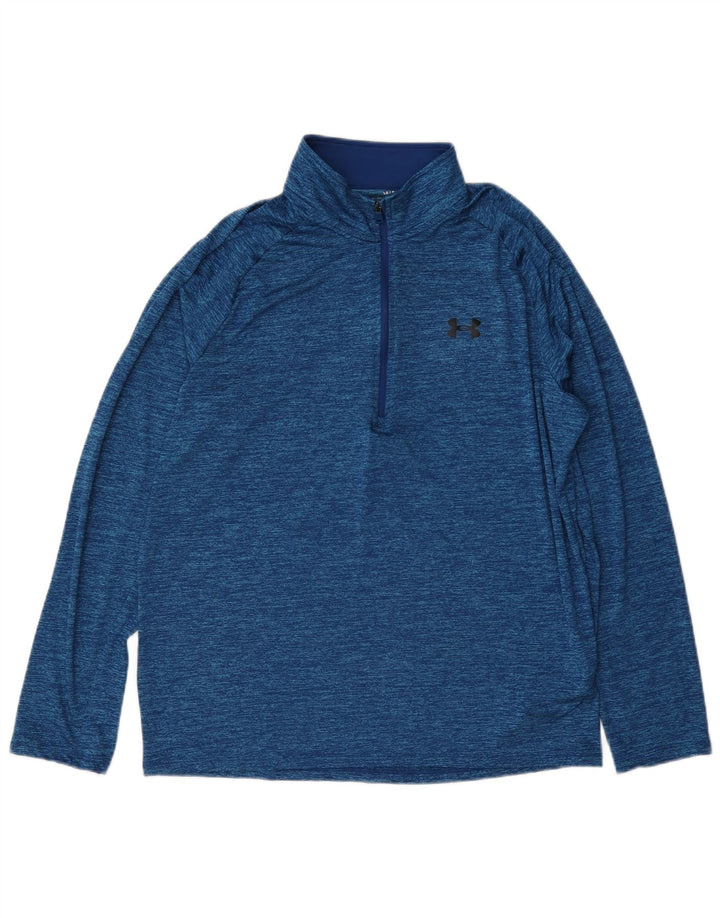 Under Armour Herren-Pullover-Trainingsoberteil mit Reißverschluss und Halsausschnitt, groß, blau gefleckt