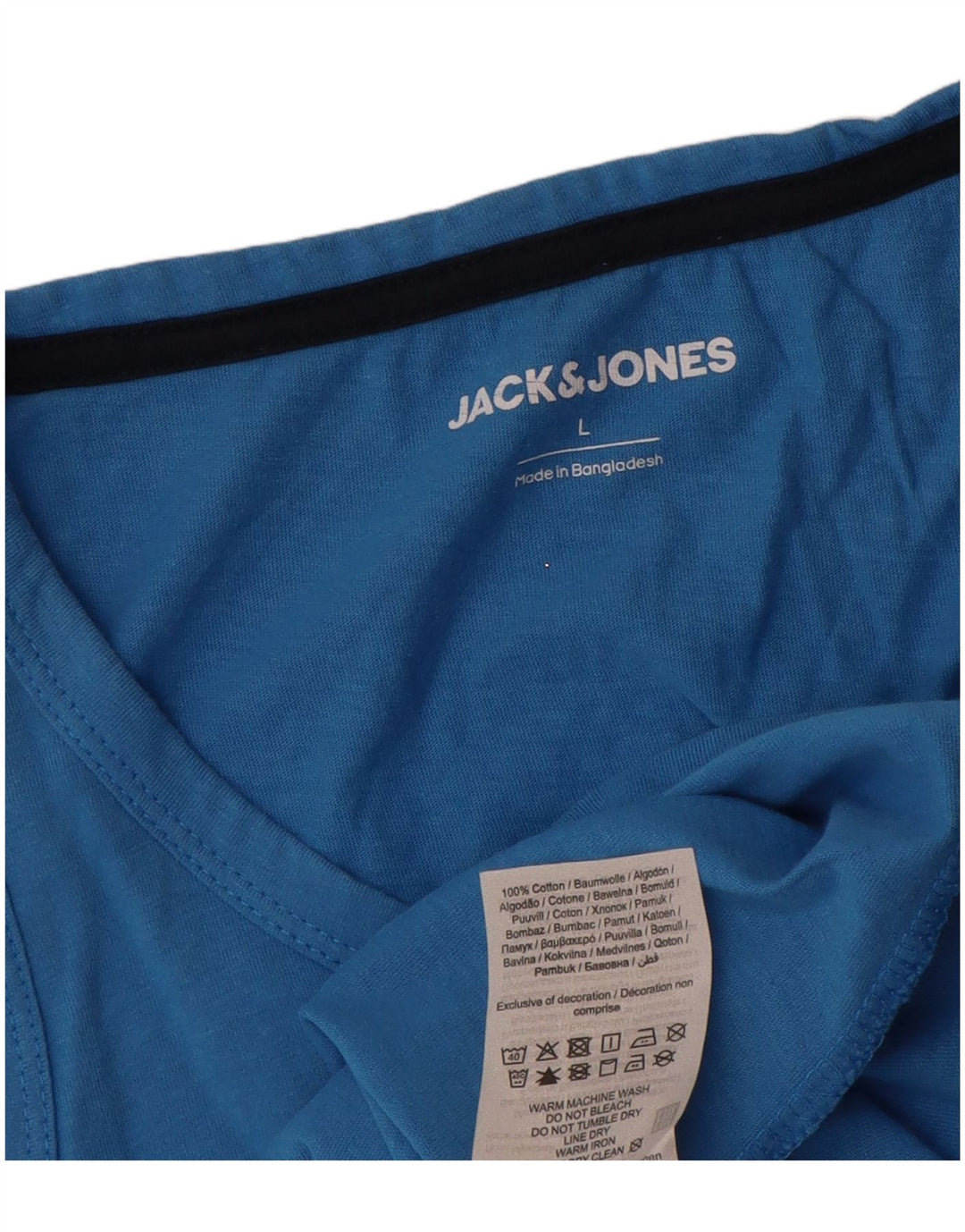 Jack & Jones Herren Grafik-Weste-Top, Größe L, Blau, Baumwolle