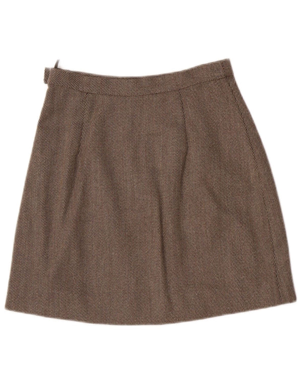 Max & Co. Damen A-Linienrock UK 10 Small W26 Braune Nadelstreifen-Schurwolle