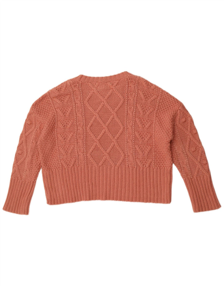 Zara Damen-Pullover, übergroß, U-Boot-Ausschnitt, UK-Gr. 14, Mittelrosa, Baumwolle