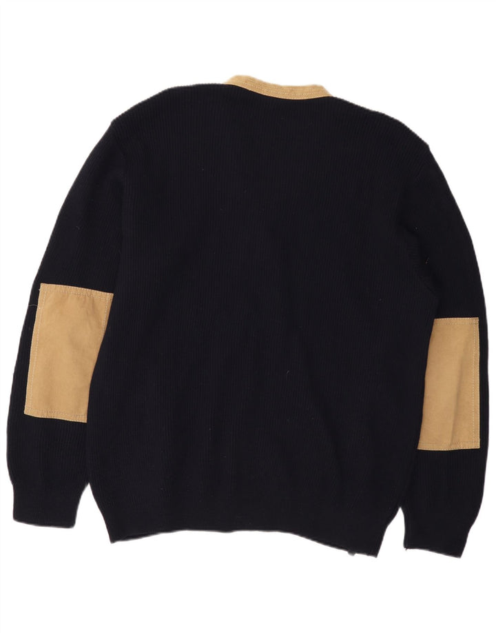 PAUL & SHARK Herren-Pullover mit V-Ausschnitt, groß, marineblau, Colourblock-Wolle