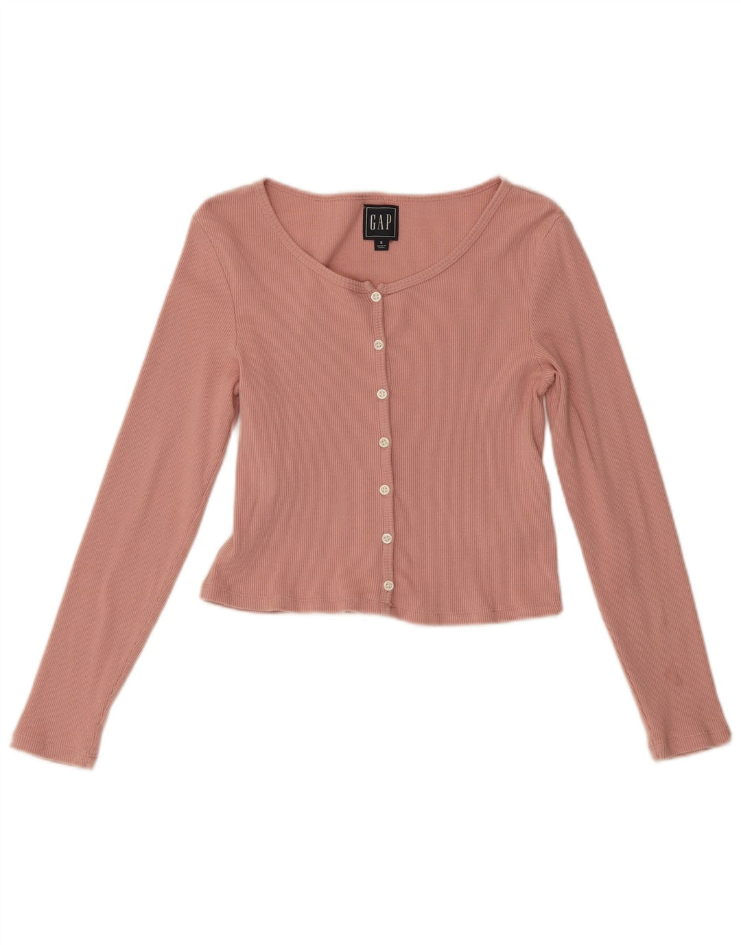 Gap Damen Crop Top Langarm UK 8 Small Rosa Baumwolle