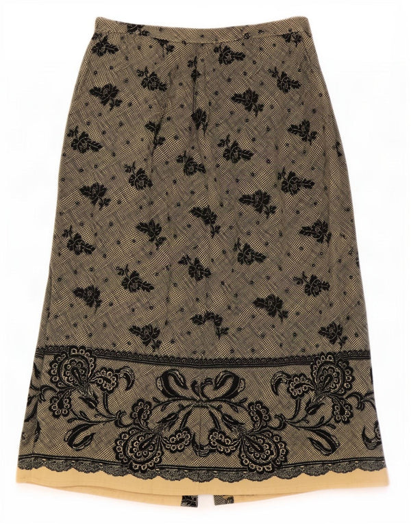 Stefanel Damen Midirock Medium W28 Beige Blumenviskose