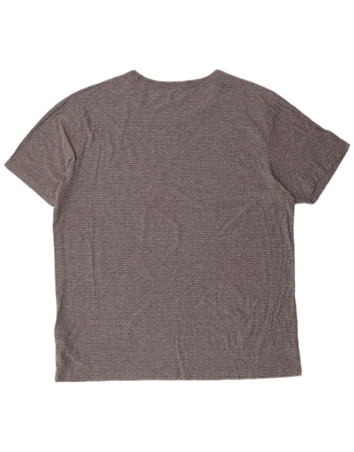 ALL SAINTS Herren T-Shirt 2XL grau gestreift aus Baumwolle