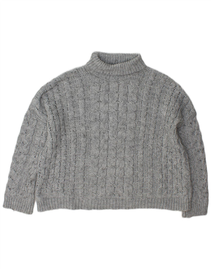 Übergroßer Rollkragenpullover von Zara für Damen, UK 14, mittelgraues Acryl