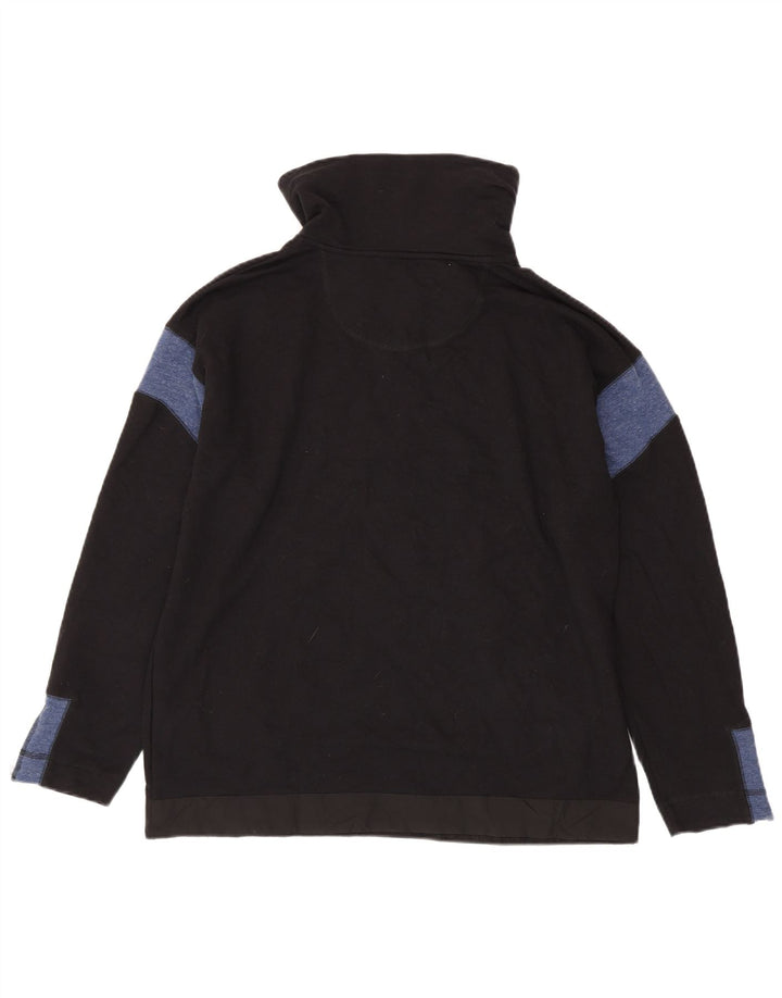 Nautica Herren-Sweatshirt mit Reißverschluss am Hals, Mittelschwarz, Colourblock-Baumwolle