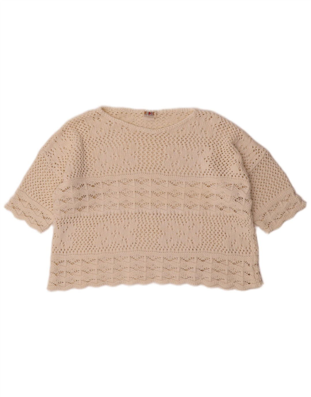Redok Damen-Pullover mit bauchfreiem U-Boot-Ausschnitt, Gr. 14, Mittel, gebrochenes Weiß