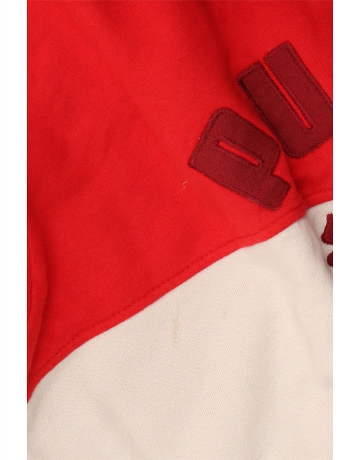 Puma Herren-Kapuzenpullover mit grafischem Reißverschluss, mittelrote Farbblock-Baumwolle