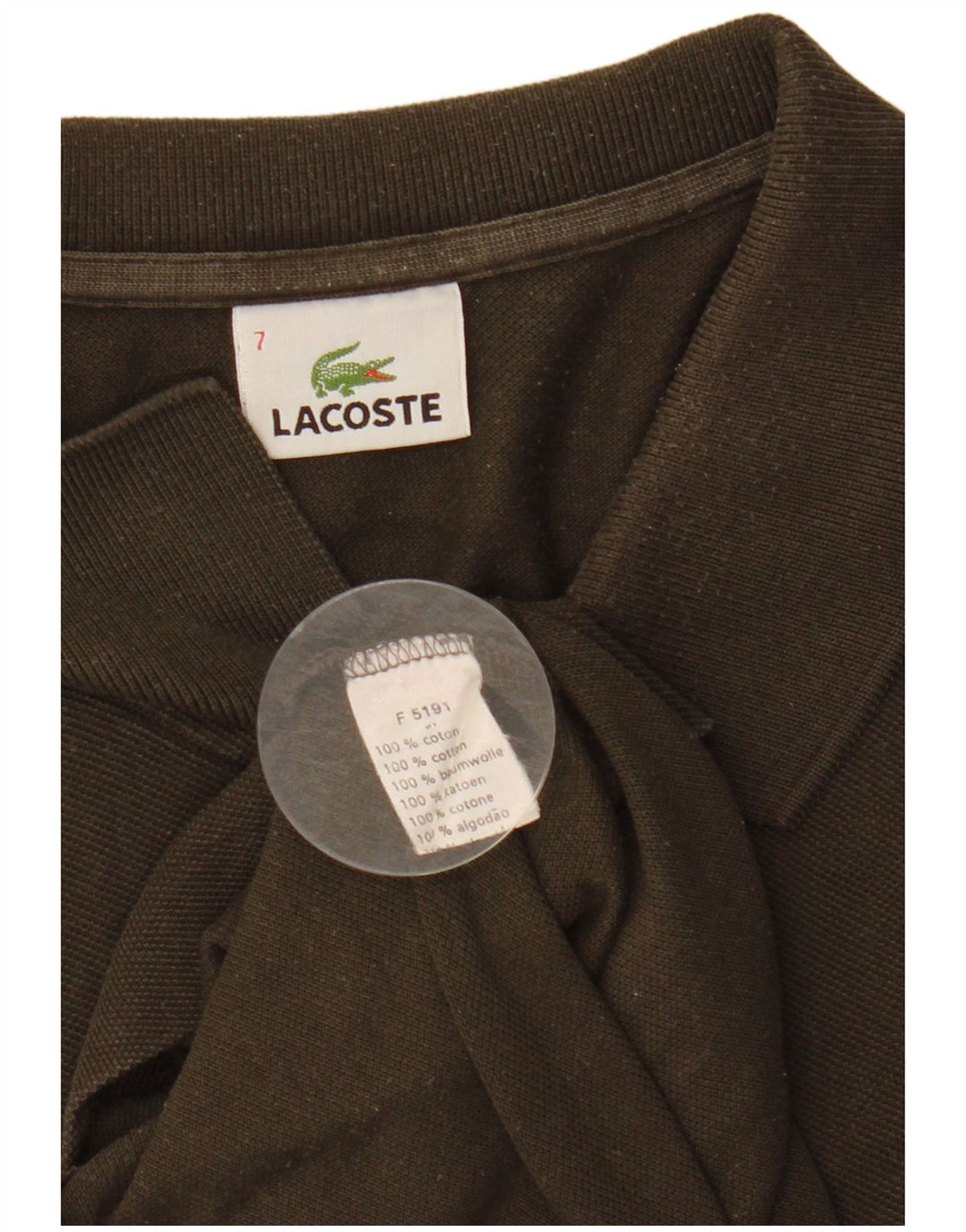 LACOSTE Herren Poloshirt Größe 7 2XL Khaki Baumwolle