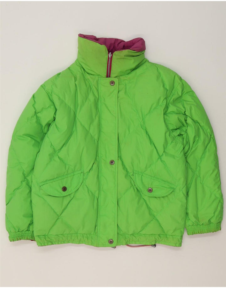 Vintage Damen Reversible gepolsterte Jacke UK 14 große lila Baumwolle