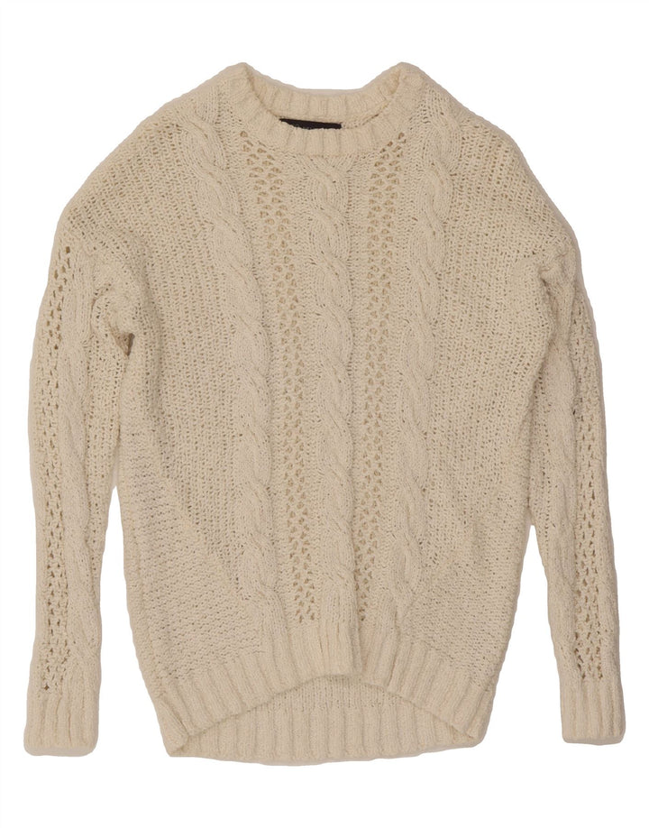 MARKS & SPENCER Womens Boat Neck Jumper Sweater UK 10 Small Off White Vintage Marks & Spencer and Second-Hand Marks & Spencer from Messina Hembry 