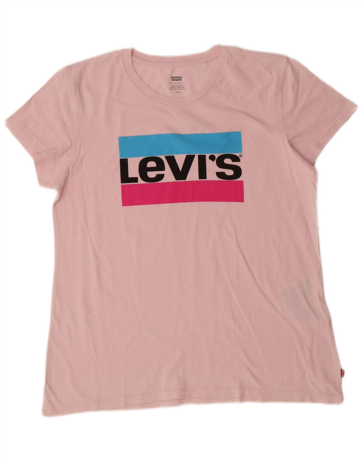 Levi's Damen Grafik-T-Shirt-Oberteil UK 16 Large Pink