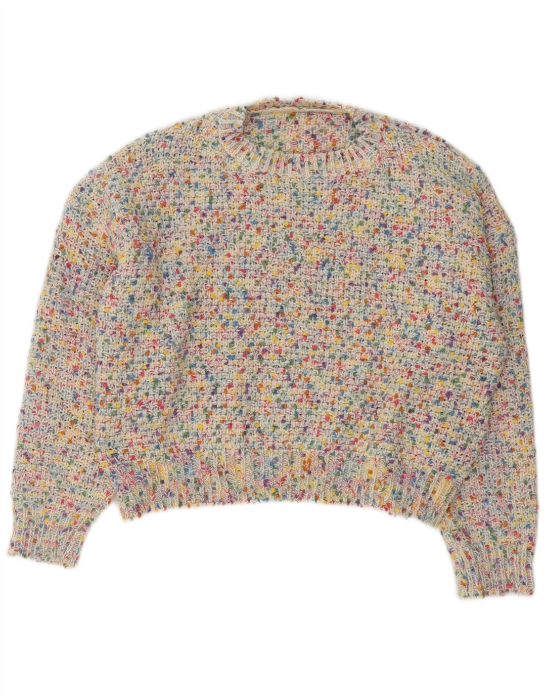 Dazy Damen-Pullover, bauchfrei, Rundhalsausschnitt, Gr. 14, mittelmehrfarbig