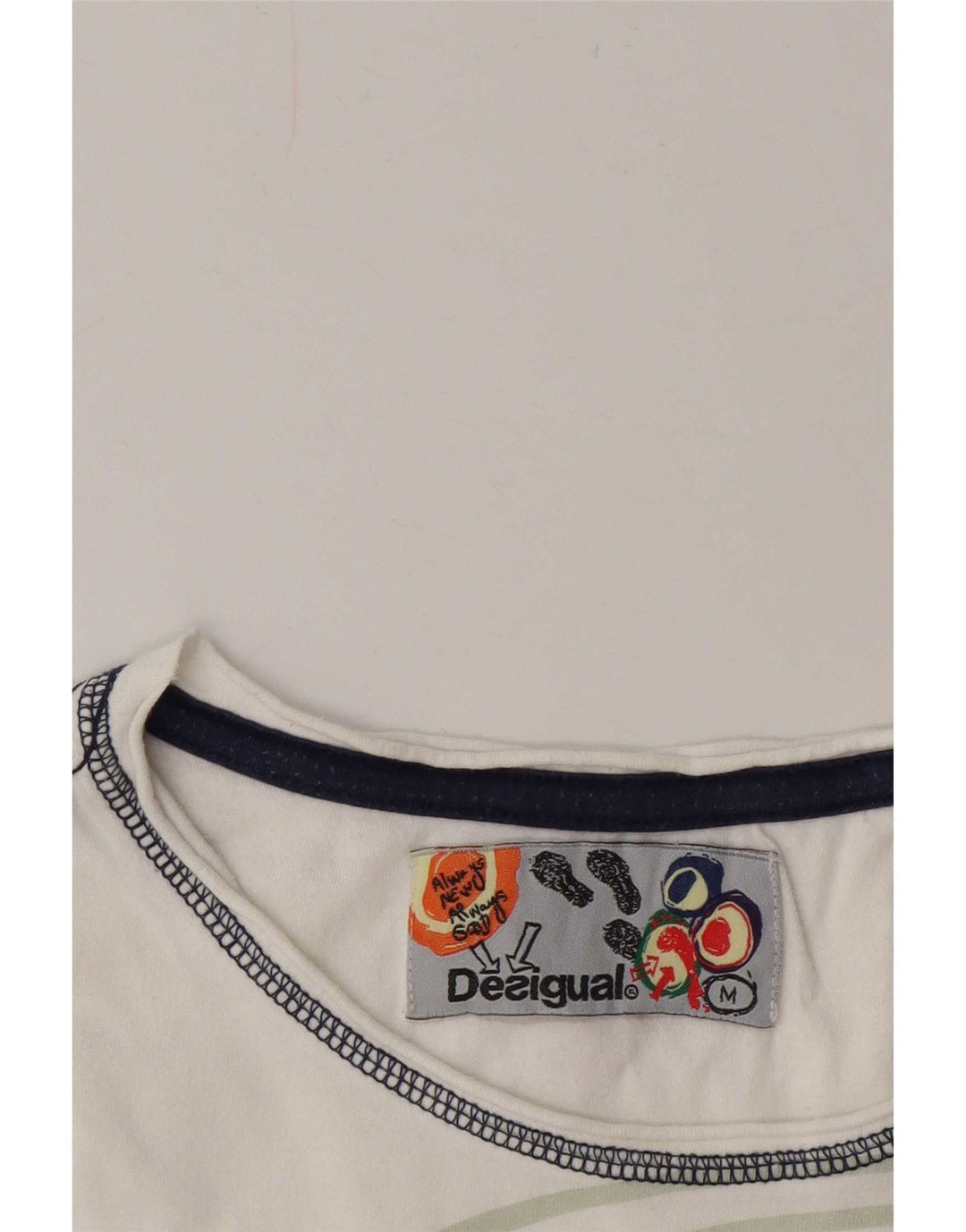 Desigual Damen Graphic T-Shirt Top UK 14 Medium Weiß