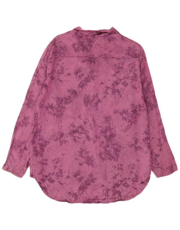 Vintage Damen Shirt UK 16 Groß Lila Blumen