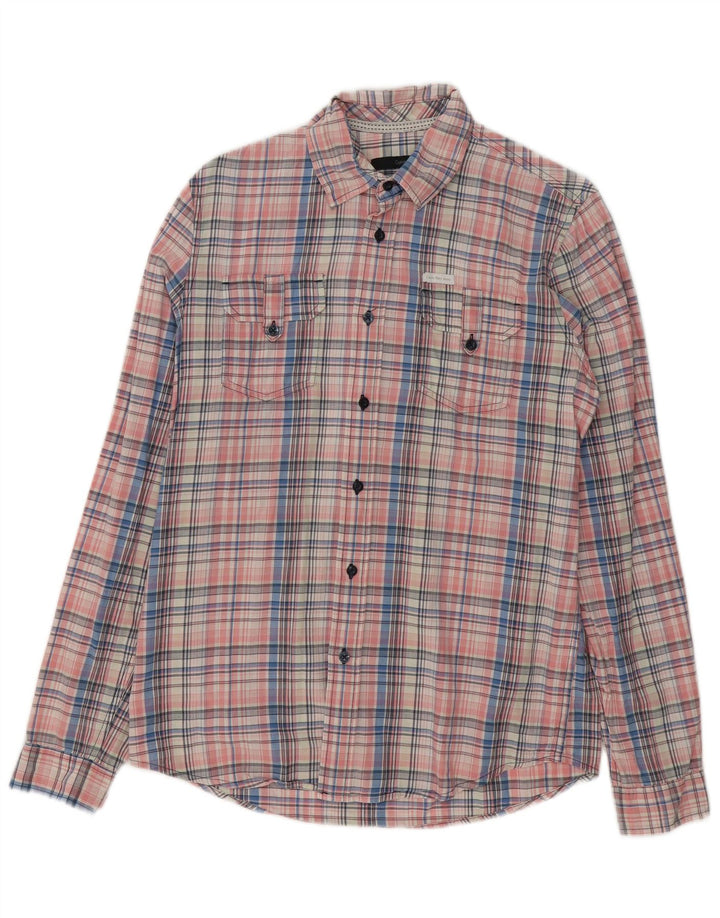 CALVIN KLEIN JEANS Mens Shirt Large Pink Check Cotton
