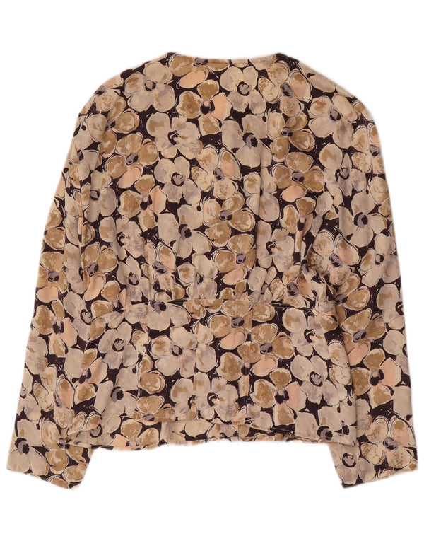 Vintage Damen Hemdbluse UK 16 Large Beige Floral