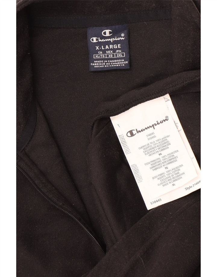 CHAMPION Herren-Fleecepullover mit Reißverschluss am Hals, XL, schwarzes Polyester